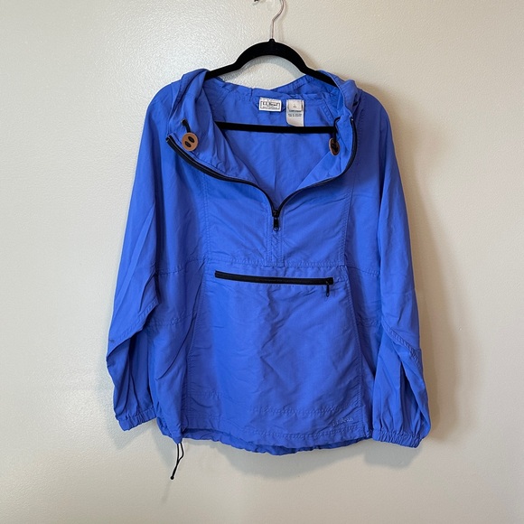 L.L. Bean Jackets & Blazers - L.L. Bean Vibrant Blue Hooded Rain/Jacket Size Large